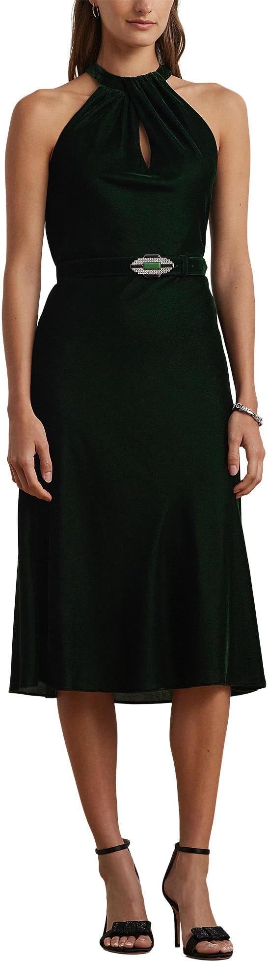 

Платье Lauren Ralph Lauren Belted Velvet Halter Dress, цвет Emerald Green Velvet