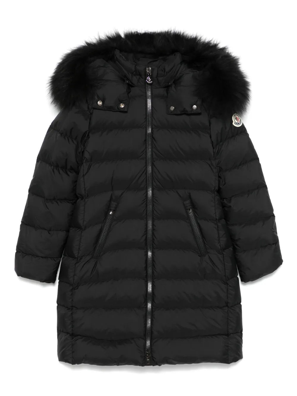 Пуховик с капюшоном Moncler Enfant, черный