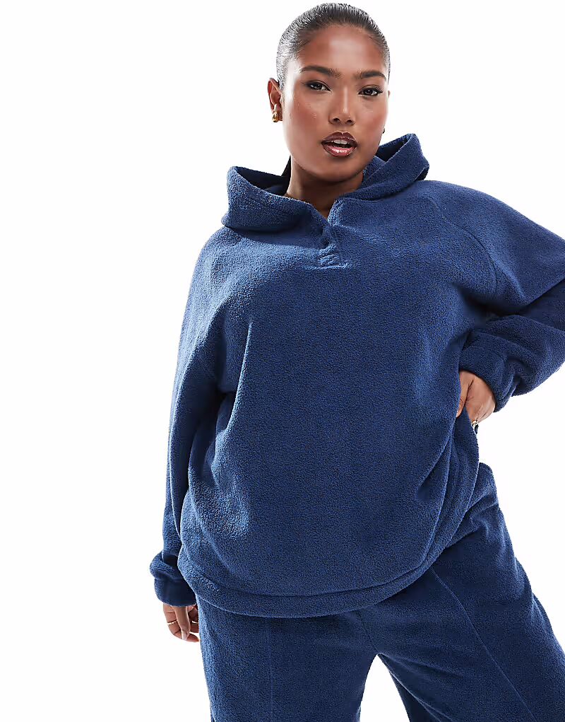 

Толстовка с капюшоном Curve из микрофлиса ASOS DESIGN темно-синего цвета