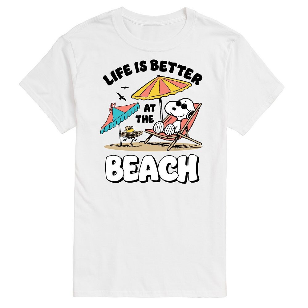 

Футболка с рисунком Big & Tall Peanuts Snoopy «На пляже жизнь лучше» Licensed Character, белый