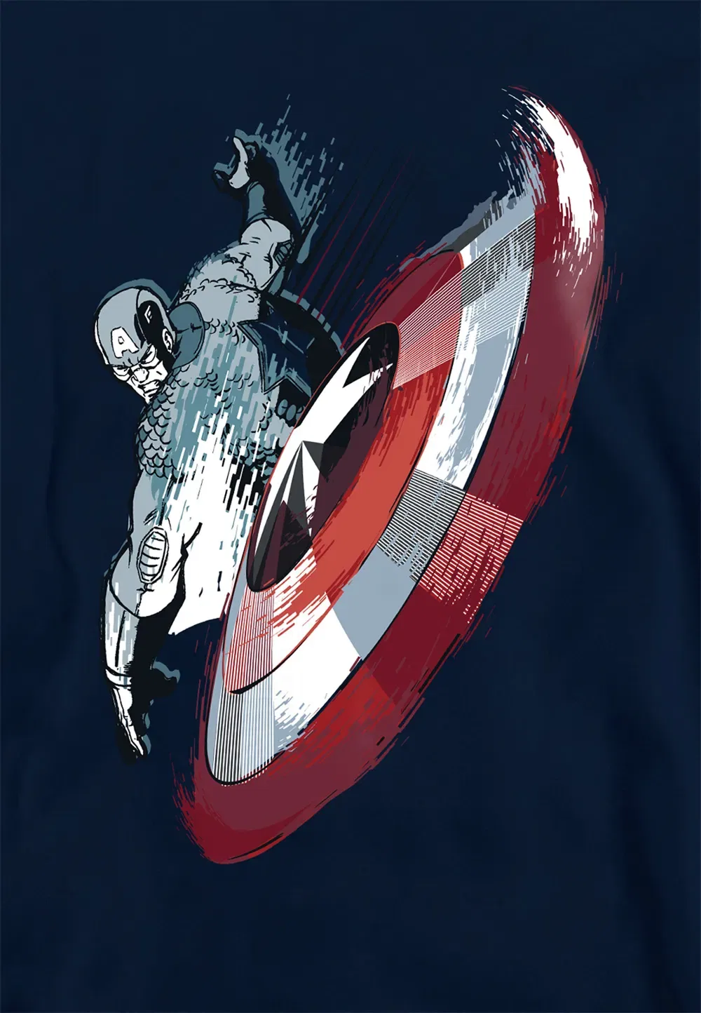 Детская худи с принтом Captain America, Marvel, темно-синий — фото 2