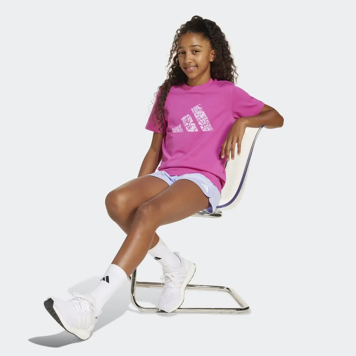 Детская футболка Adidas с анималистичным принтом и принтом, цвет Rosa — фото 3