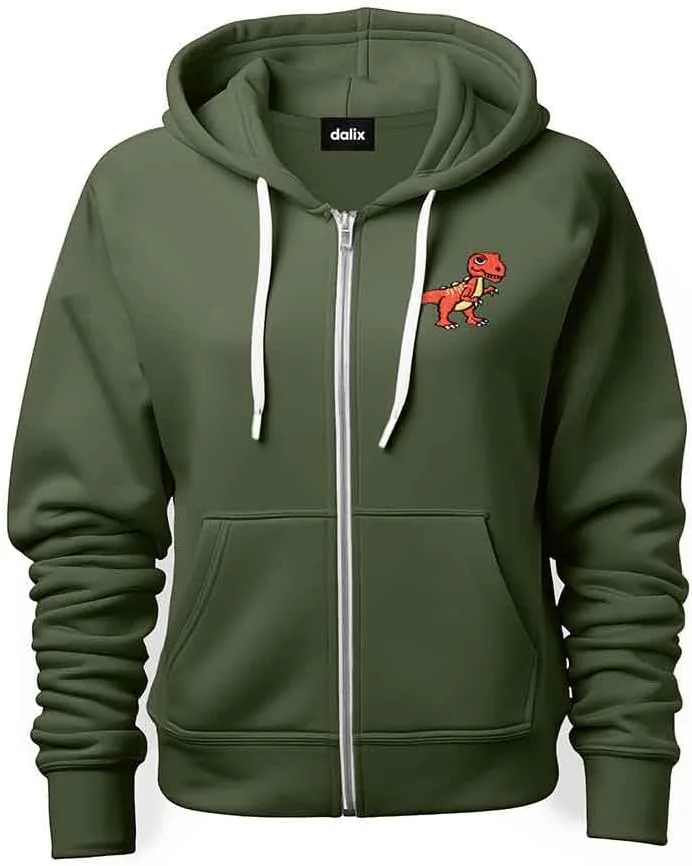 

DALIX худи с вышитым T-Rex на молнии, мягкий флис