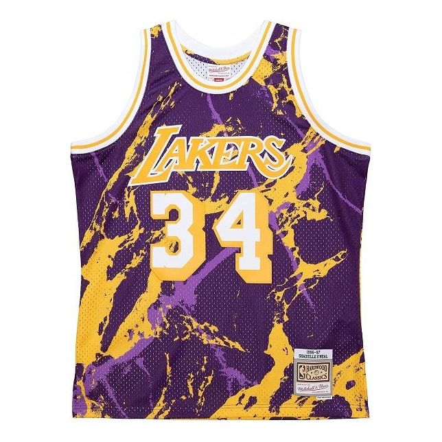 

Джерси Mitchell & Ness x NBA Los Angeles Lakers Team Marble Swingman Jersey 'Shaquille O'Neal 34', фиолетовый