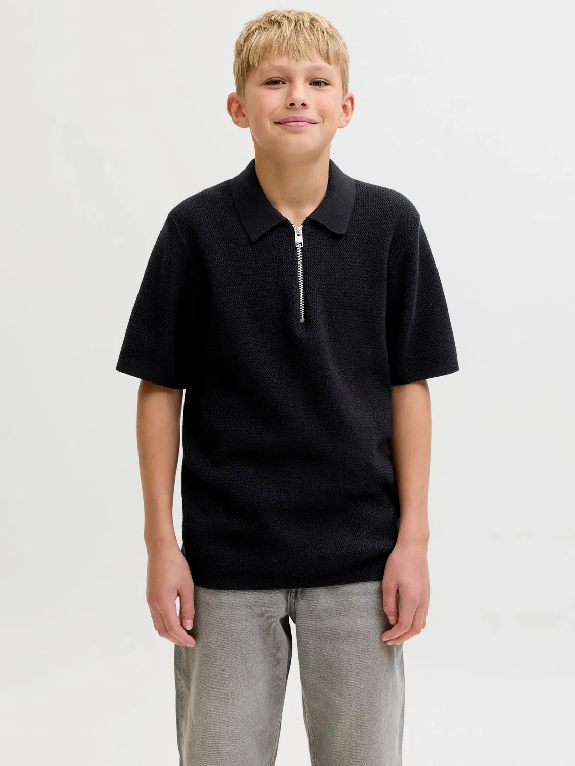 Поло трикотажное JACK & JONES Junior, черный — фото 3