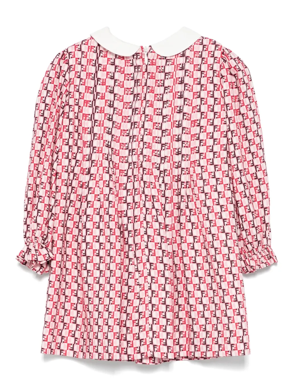 Хлопковое платье с узором FF Fendi Kids, красный — фото 2