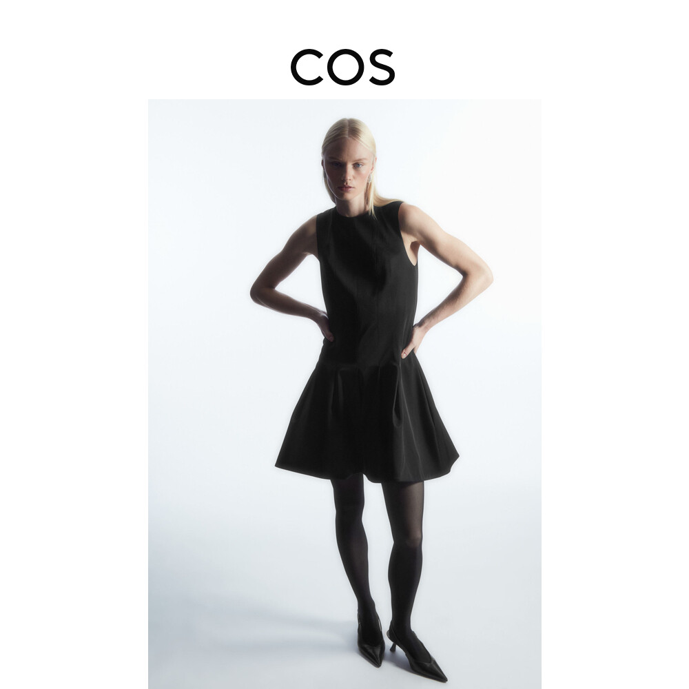 

Плиссированное мини-платье Cos без рукавов, черный