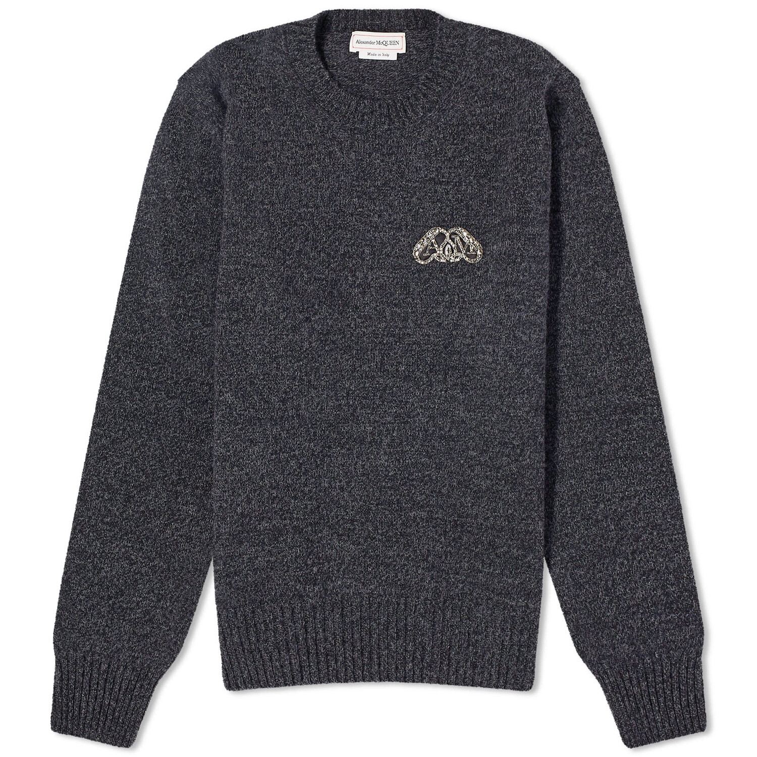 

Свитер Alexander Mcqueen Jewelled Seal Logo Crew Neck Jumper, цвет Charcoal