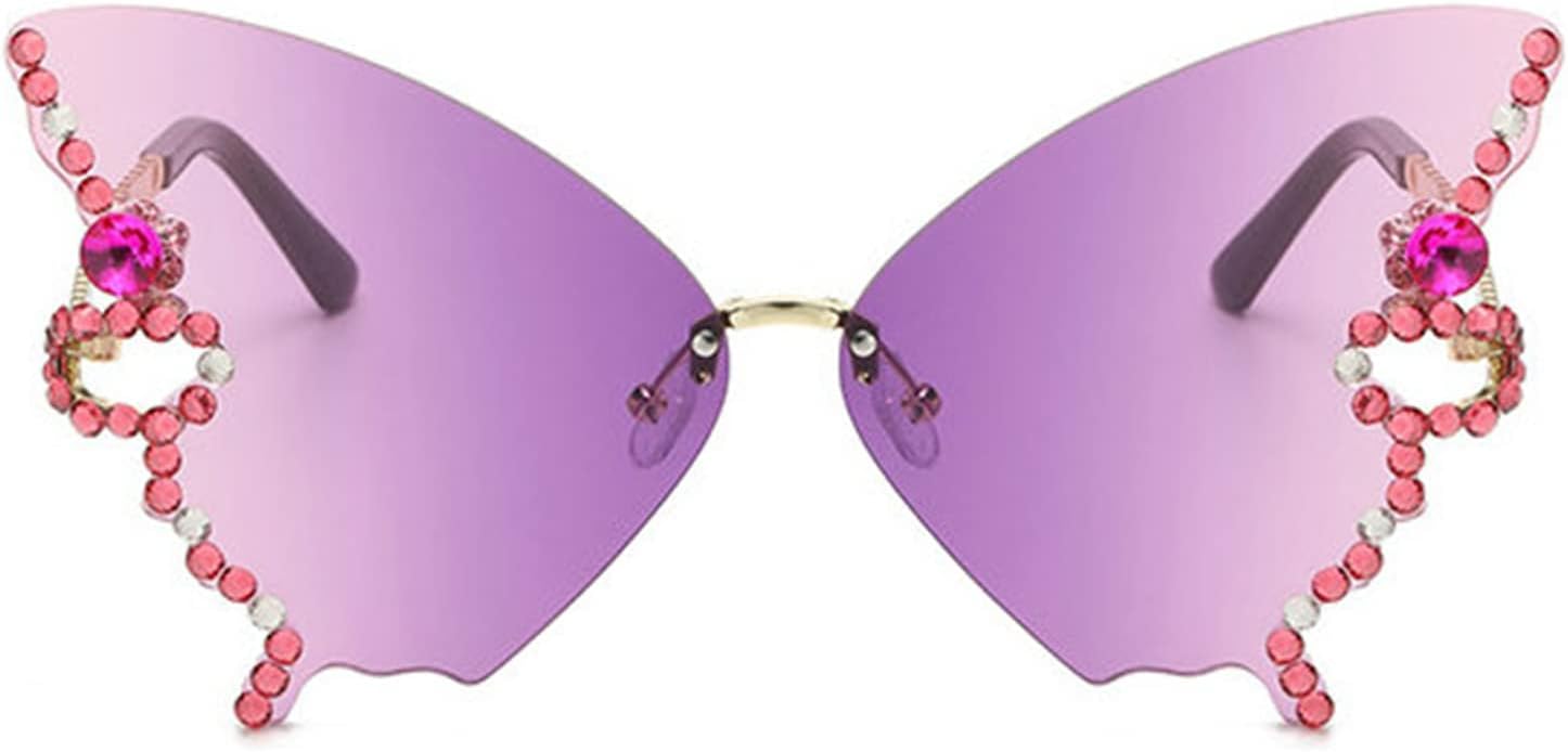 

Женские солнцезащитные очки Helena в форме бабочки с бриллиантовой оправой, без оправы, с защитой от УФ-излучения, для вождения, рыбалки, походов и активного отдыха, Purple