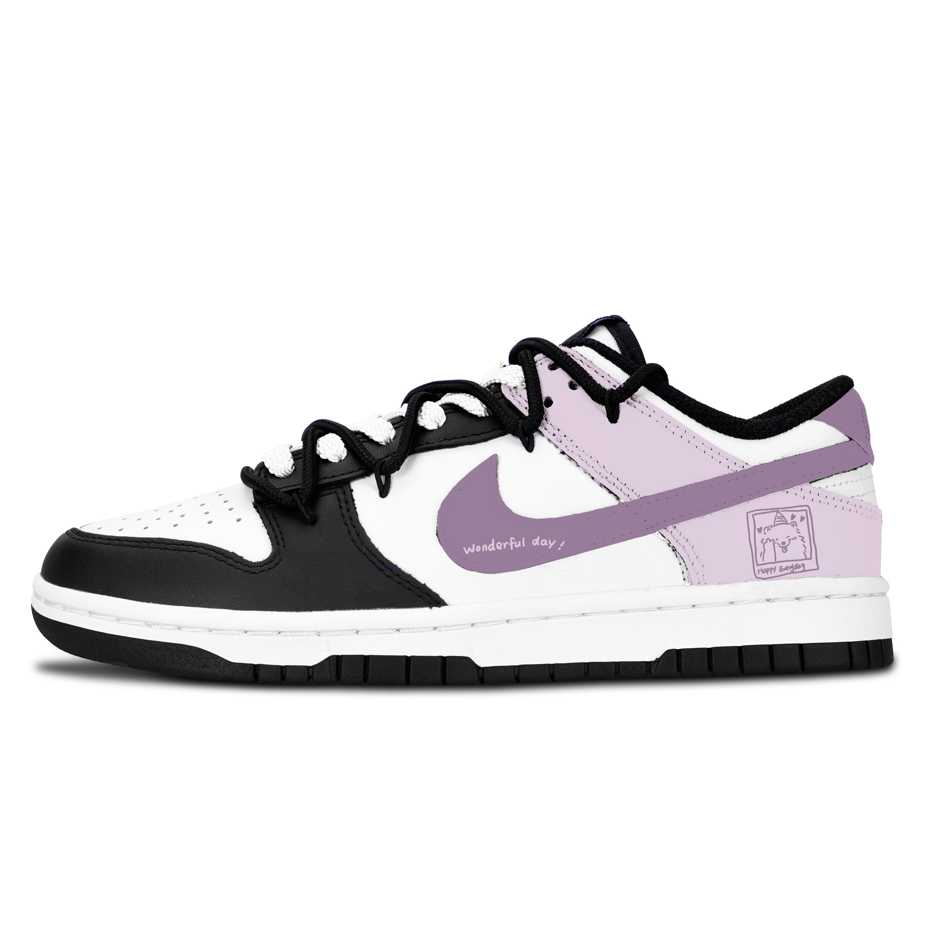 

Nike Dunk Black White, Purple Soft Sweet Leather Slip Resistant Abrasion Resistant Low top Skateboard Shoes Purple
