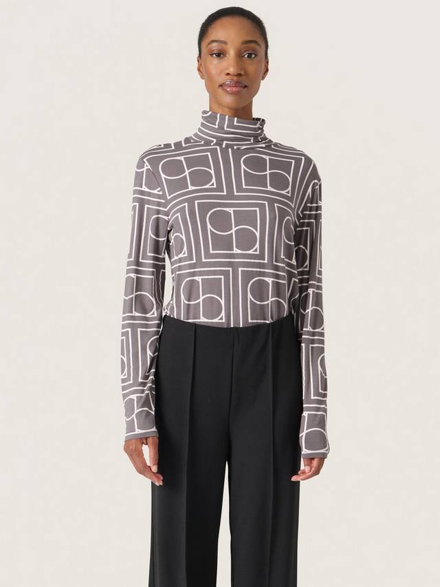 

Топ с рулонным вырезом и принтом hanadi Soaked In Luxury, цвет Dark Grey/White