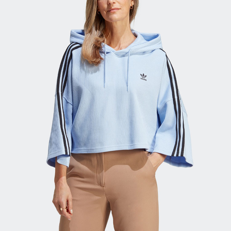 Кроп худи Свитшот Женский Светло-розовый Голубой Adidas Originals — фото 3