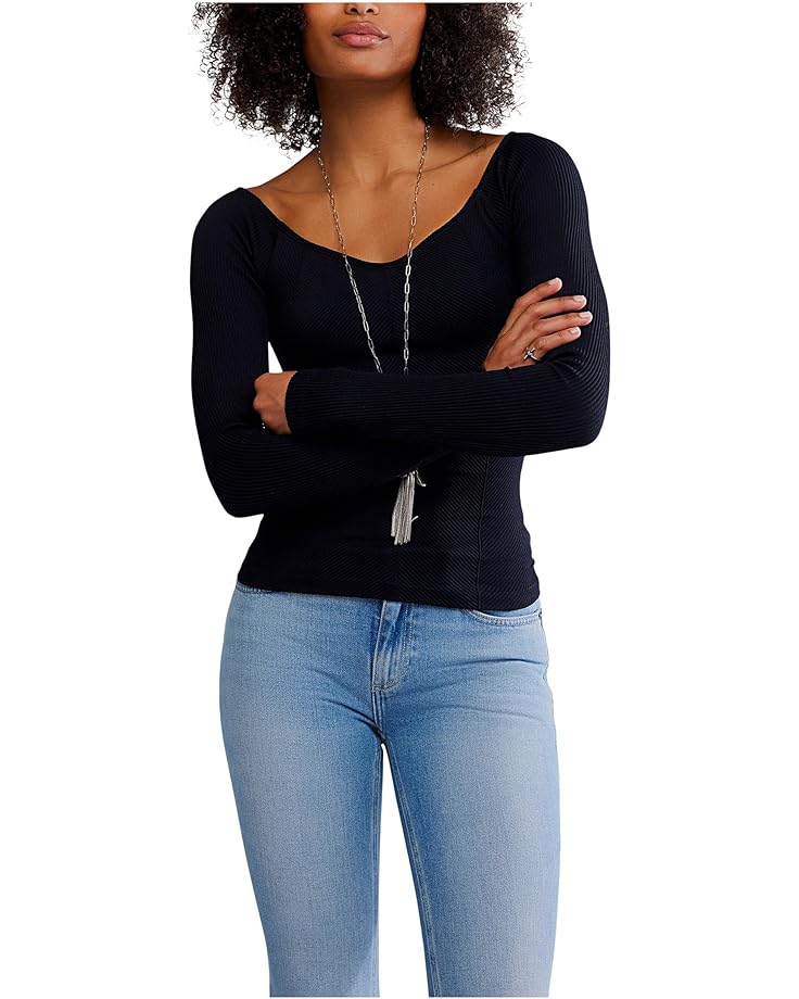 

Женский топ Free People Sleek Rib Layering, Black