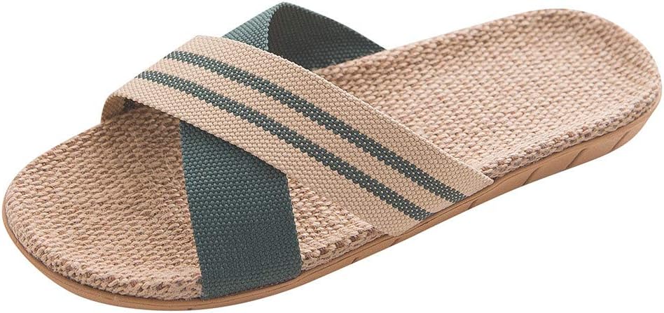 

Льняные домашние тапочки с открытым носком для пляжа, мужские сандалии с модным дизайном и противоскользящей подошвой, мужские кроссовки Nvtuuer, зеленый