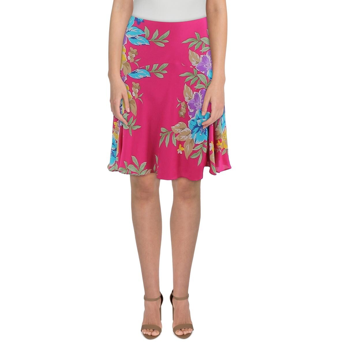 

Женская мини-юбка трапеции с цветочным принтом Lauren Ralph Lauren, цвет Pink Multi