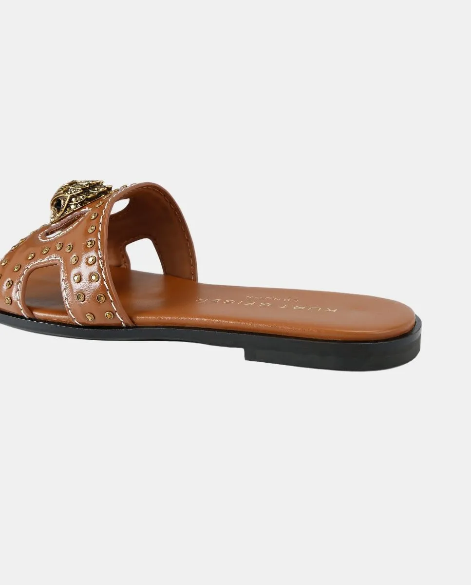 Женские кожаные сандалии Eagle Stud с заклепками Kurt Geiger, светло-коричневый — фото 3