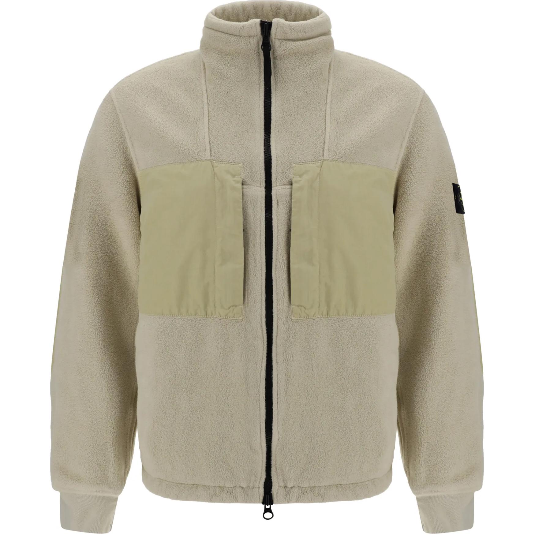 STONE ISLAND Замковая флисовая куртка, Gypsum — фото 3