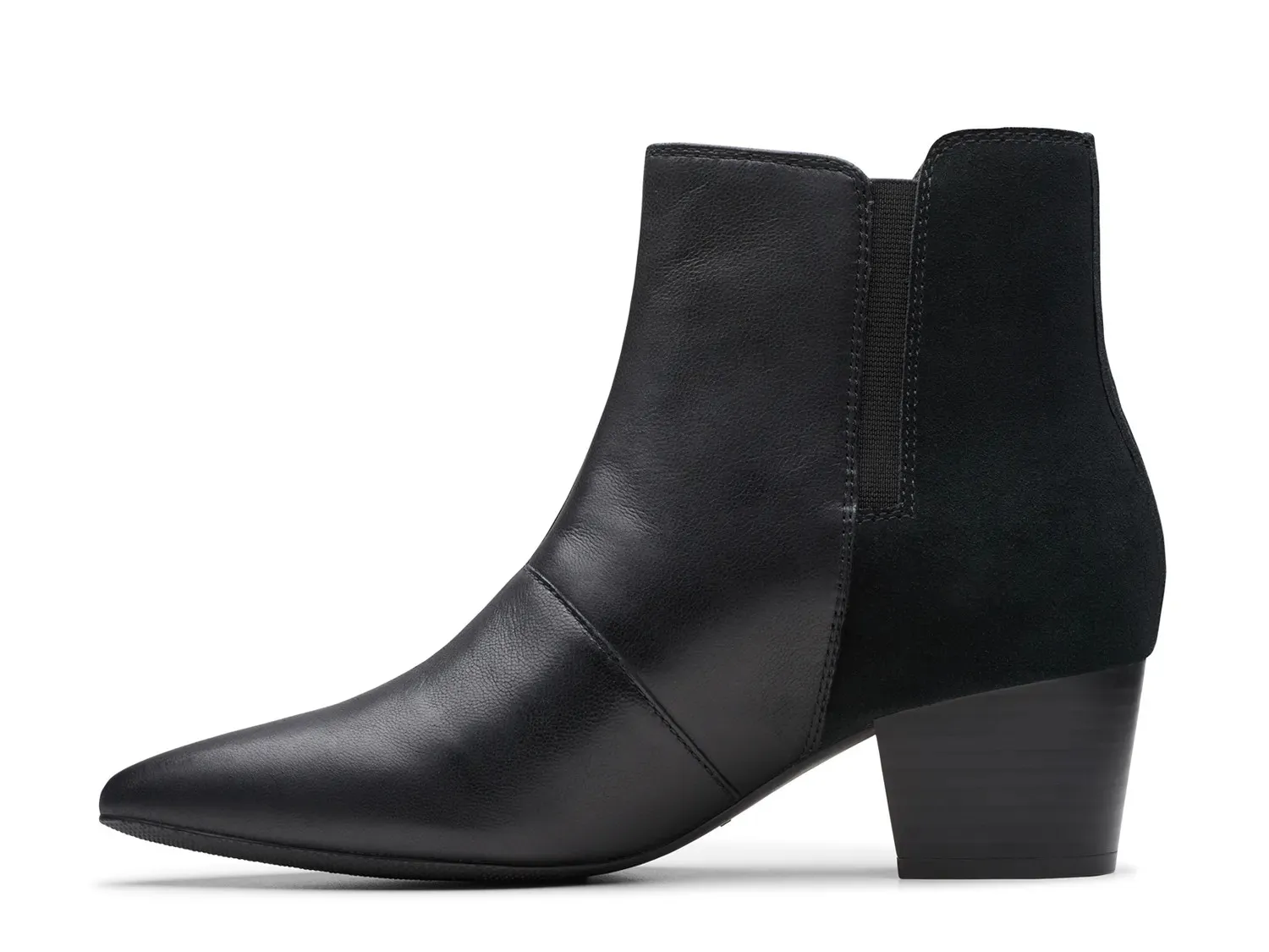 Ботильоны женские Clarks Ellanie Vibe из кожи и замши на каблуке, черные — фото 2