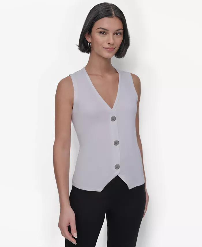 

Женский безрукавный топ из ребристой ткани DKNY, белый
