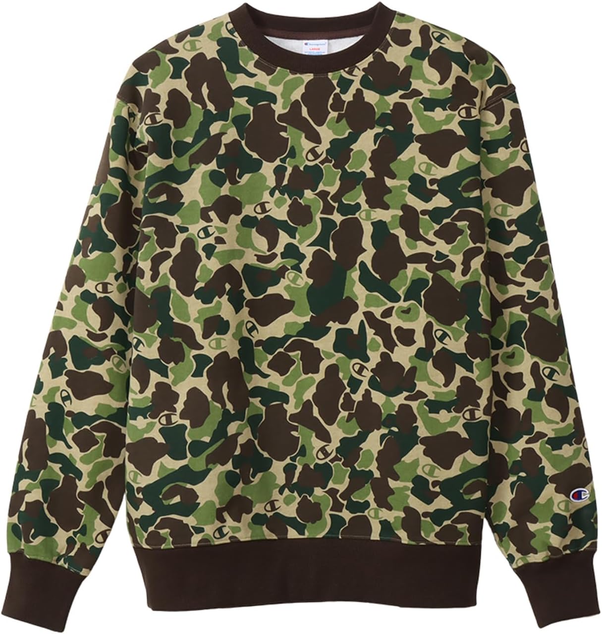 

Толстовка с длинными рукавами Champion C3-Y001, круглый вырез, 100% хлопок, США, графический логотип, камуфляжная толстовка с круглым вырезом, мужская повседневная, зеленый