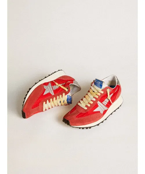 Мужские кроссовки Marathon из нейлона и кожи GOLDEN GOOSE красные — фото 2