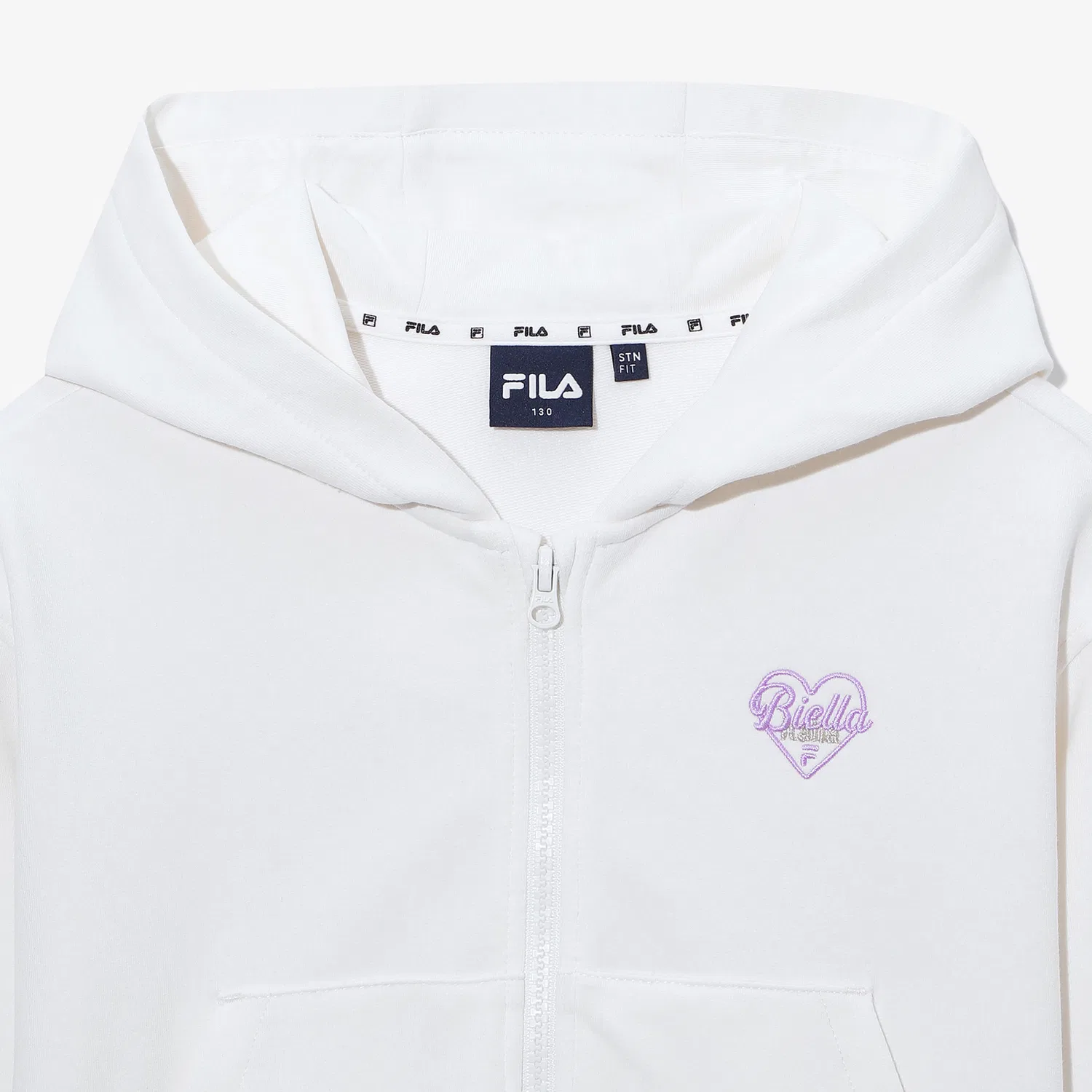 Детская укороченная худи на молнии Fila Kids Balloon Fit белого цвета — фото 2