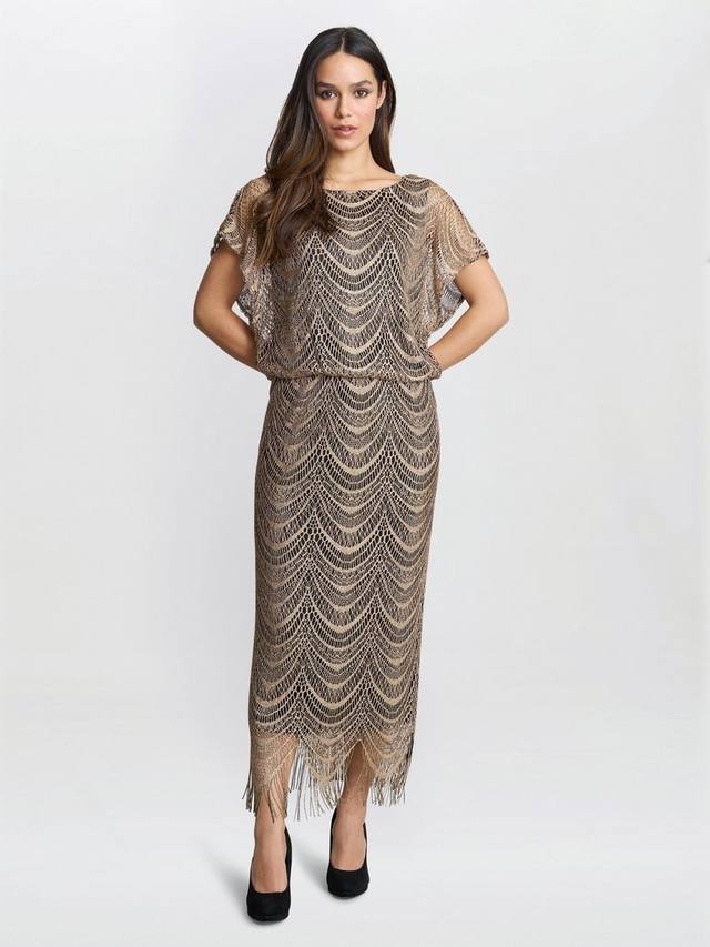 

Платье с металлическим блеском Gina Bacconi, цвет Black/Gold