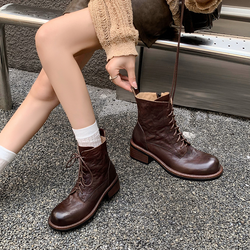 Yeezyy Reezy Короткие женские мартинсы 5 см коричневые, цвет Brown — фото 2