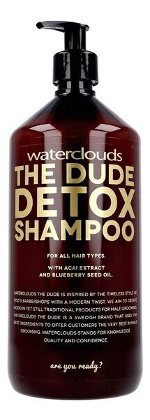 

Waterclouds, The Dude Detox, очищающий шампунь для всех типов волос, 1000 мл