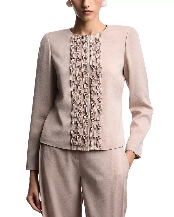 Куртка из выстиранной саржи с оборками Emporio Armani, Almond