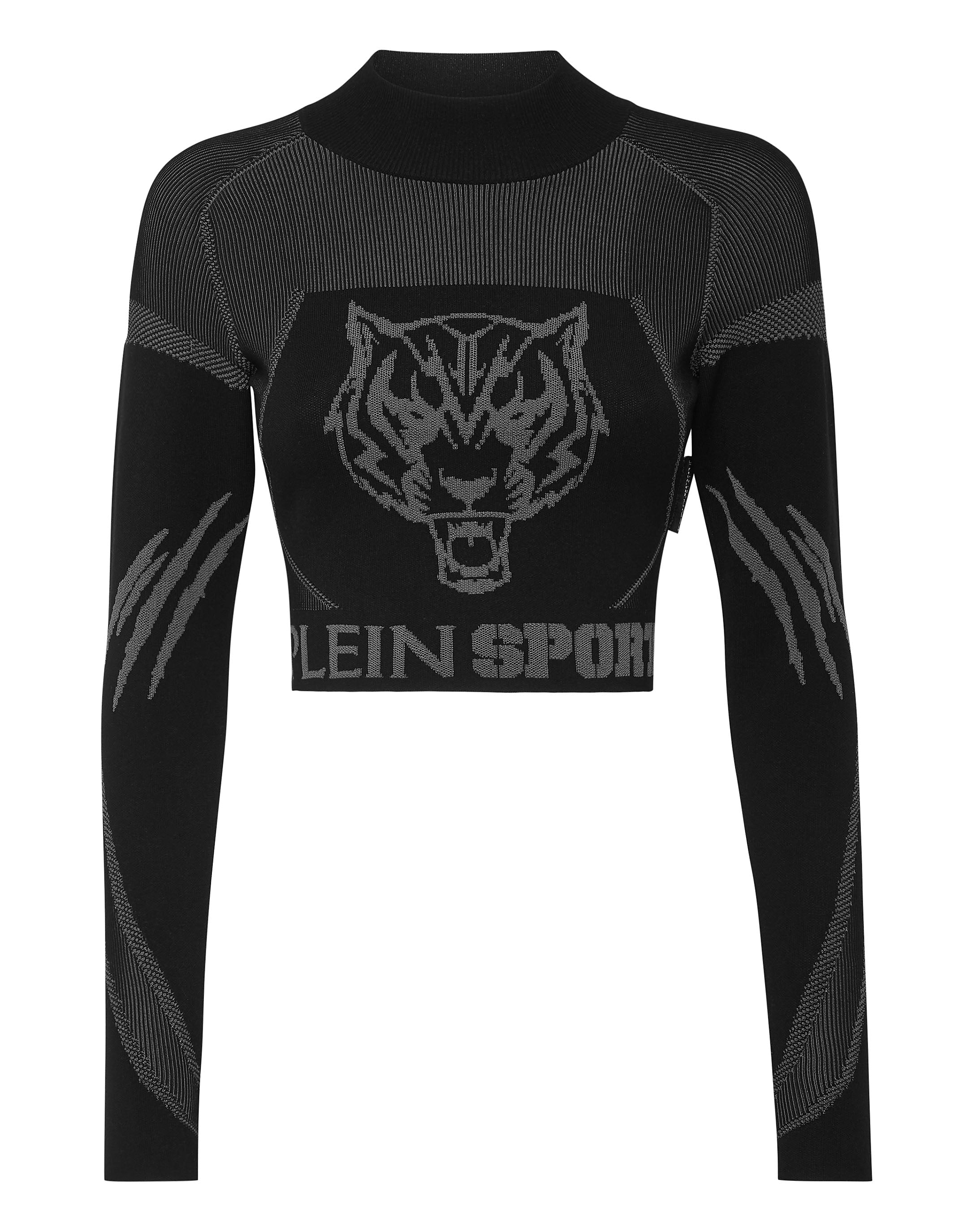 

Вязаный жаккардовый укороченный топ LS PLEIN SPORT, черный