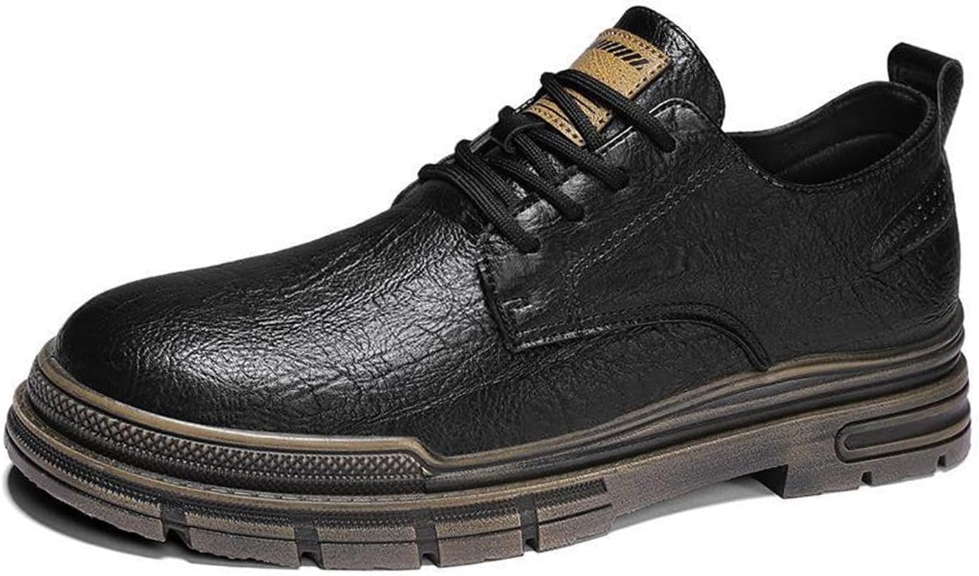 

Мужские кожаные туфли с повышающей каблук подошвой, ретро-оксфорды, повседневные модные кроссовки на шнуровке, деловые туфли Aceptolcom, черный