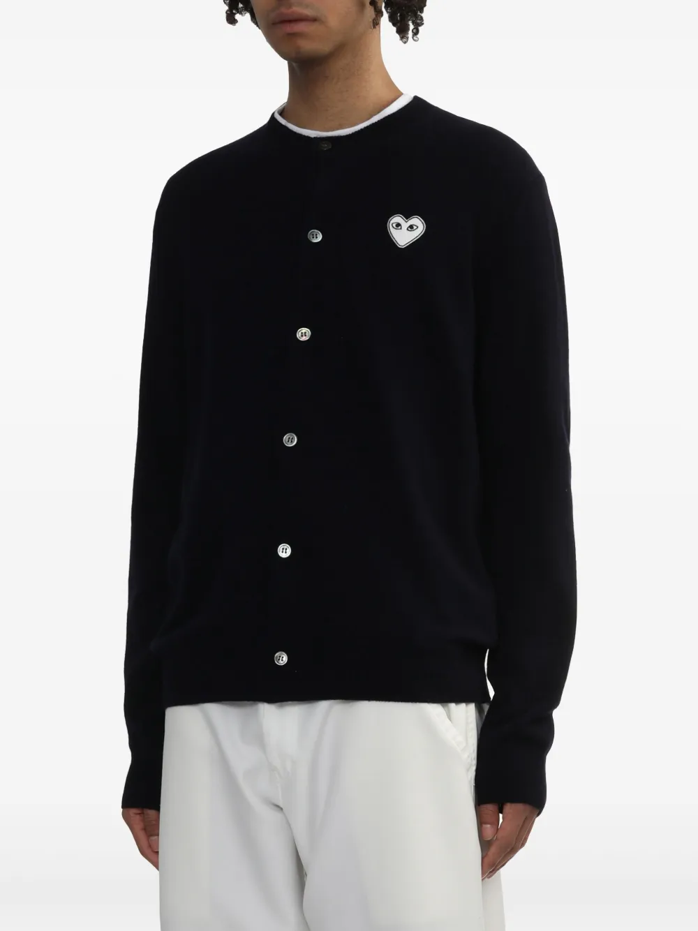 Кардиган с аппликацией в виде сердца Comme Des Garçons Play, синий — фото 3