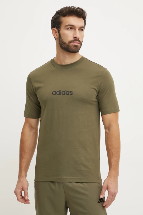

Футболка Essentials Linear из хлопка Adidas, зеленый