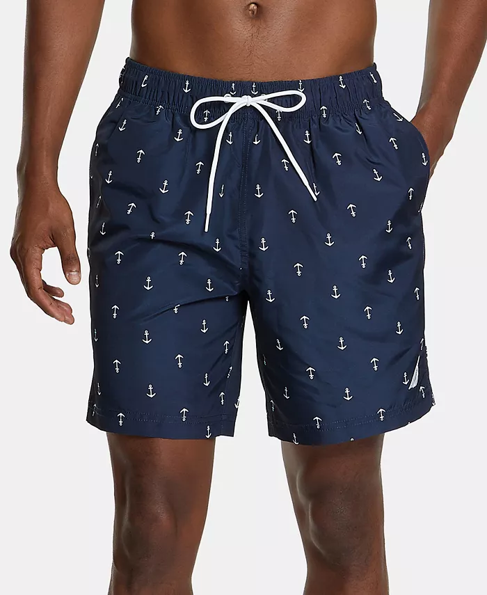 

Мужские быстросохнущие плавки с якорным принтом 8" Nautica, синий