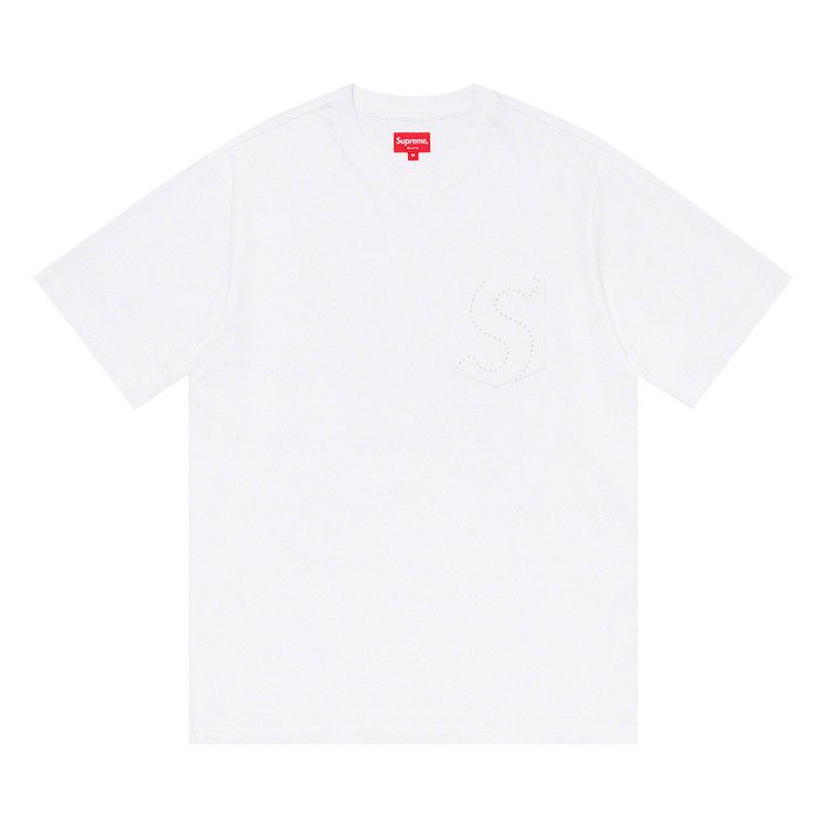 Футболка Supreme Laser Cut S Logo Pocket Tee, White