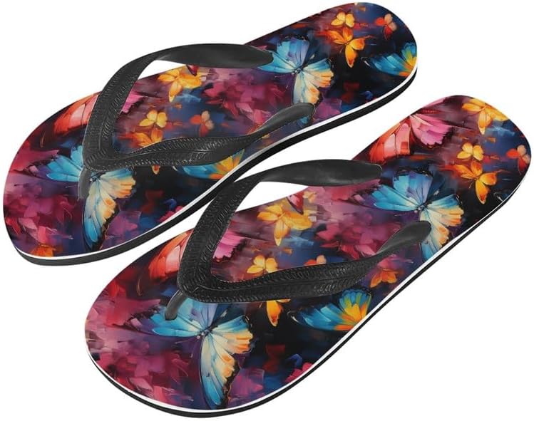 

Женские сандалии-вьетнамки племени ацтеков Semiouray, классические мужские вьетнамки с тремя полосками в стиле тай-дай с божьей коровкой, мягкие и удобные для ванной, унисекс, Watercolor Butterfly Rose Floral
