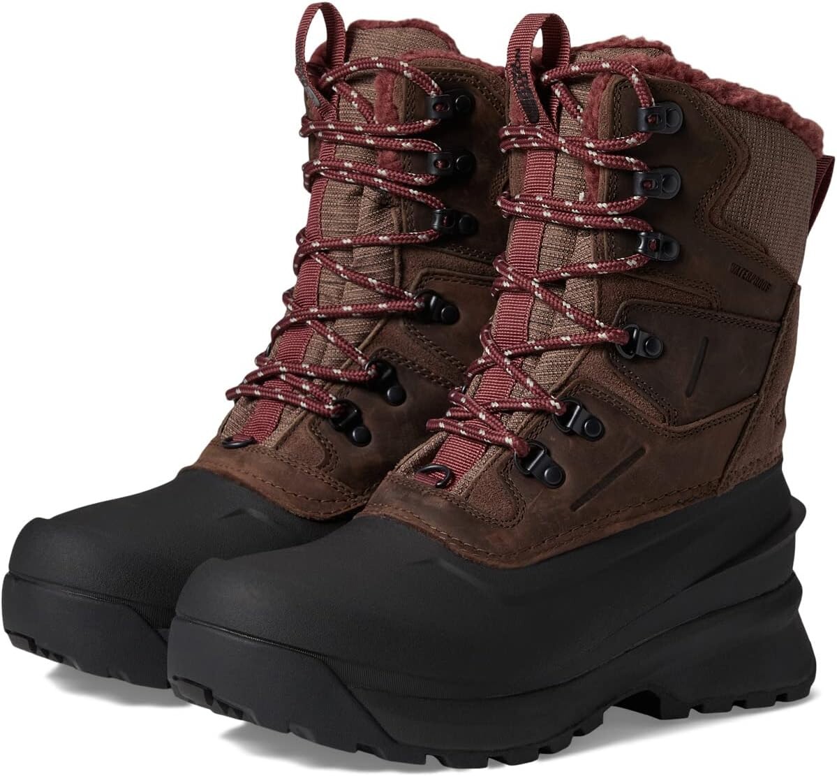 Женские зимние ботинки The North Face Chilkat V 400 водонепроницаемые комбинированные, коричневый