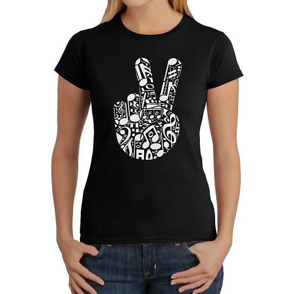 

Футболка с принтом Peace finger notes для женщин La Pop Art, Black, Черный, Футболка с принтом Peace finger notes для женщин La Pop Art, Black