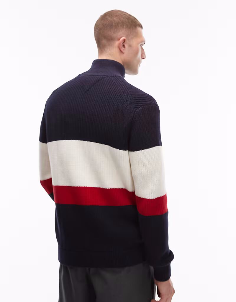Джемпер с цветными блоками и эмблемой темно-синего цвета на молнии Tommy Hilfiger — фото 3