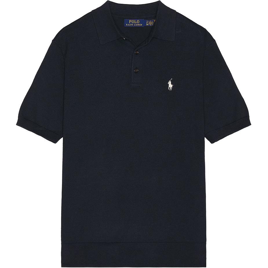 

Хлопковый свитер-поло с коротким рукавом Polo Ralph Lauren, морской синий