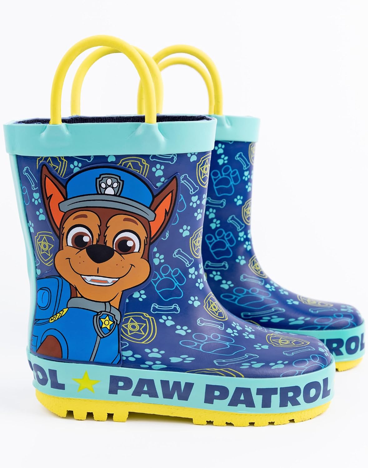 Ботинки Paw Patrol Chase Boys синего цвета с ручками, Яркий синий и желтый дизайн — фото 3