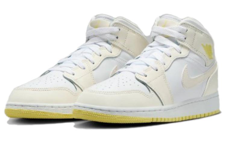 Кроссовки Air 1 Vintage Basketball GS Jordan, белый желтый — фото 4