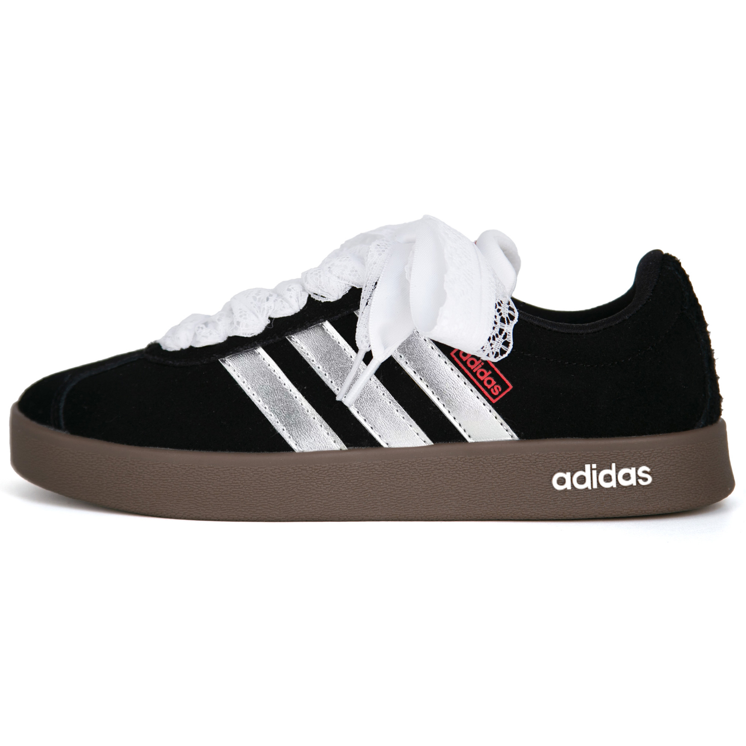 

Adidas VL COURT 2.0 Moonlight Ballet Abrasion Resistant Low top Skateboard Shoes Unisex Black Silver
