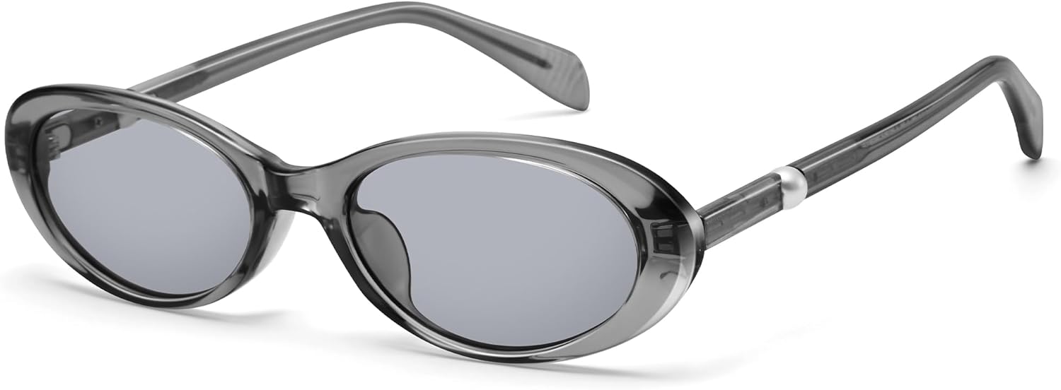 

Ретро-солнцезащитные очки овальной формы для женщин - модные очки в черепаховой оправе с серебристым металлическим кольцом, обеспечивающие защиту от УФ-излучения UV400 GLARDEFE, A4 Grey / Grey