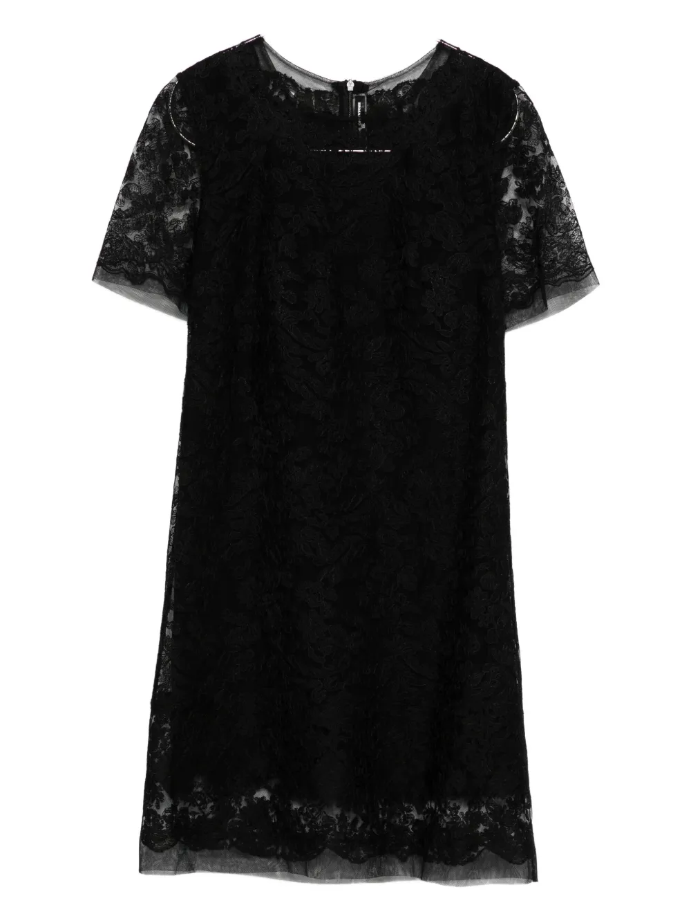 

Кружевное платье с короткими рукавами Ermanno Scervino, черный
