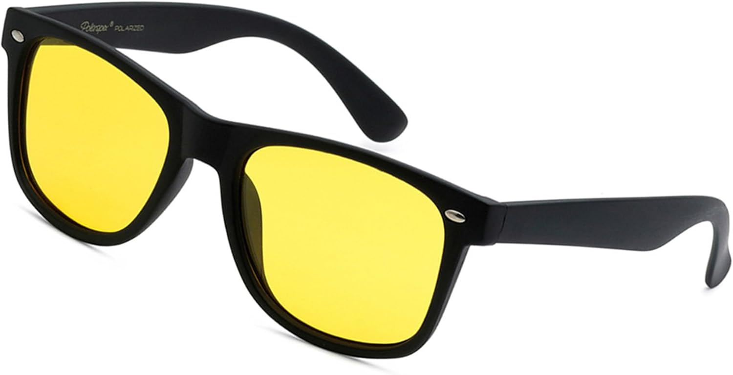 

Поляризованные солнцезащитные очки PolarSpex для мужчин и женщин – защита от УФ-излучения, прочные и легкие, в стиле ретро, ​​идеально подходят для вождения и рыбалки, Matte Black | Night Driving Yellow