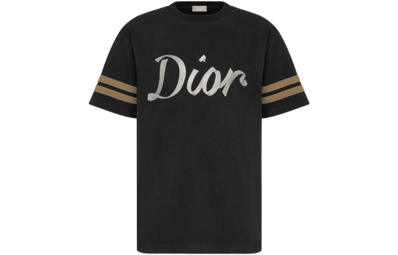 

Футболка свободного кроя с логотипом в виде ленты DIOR, черный