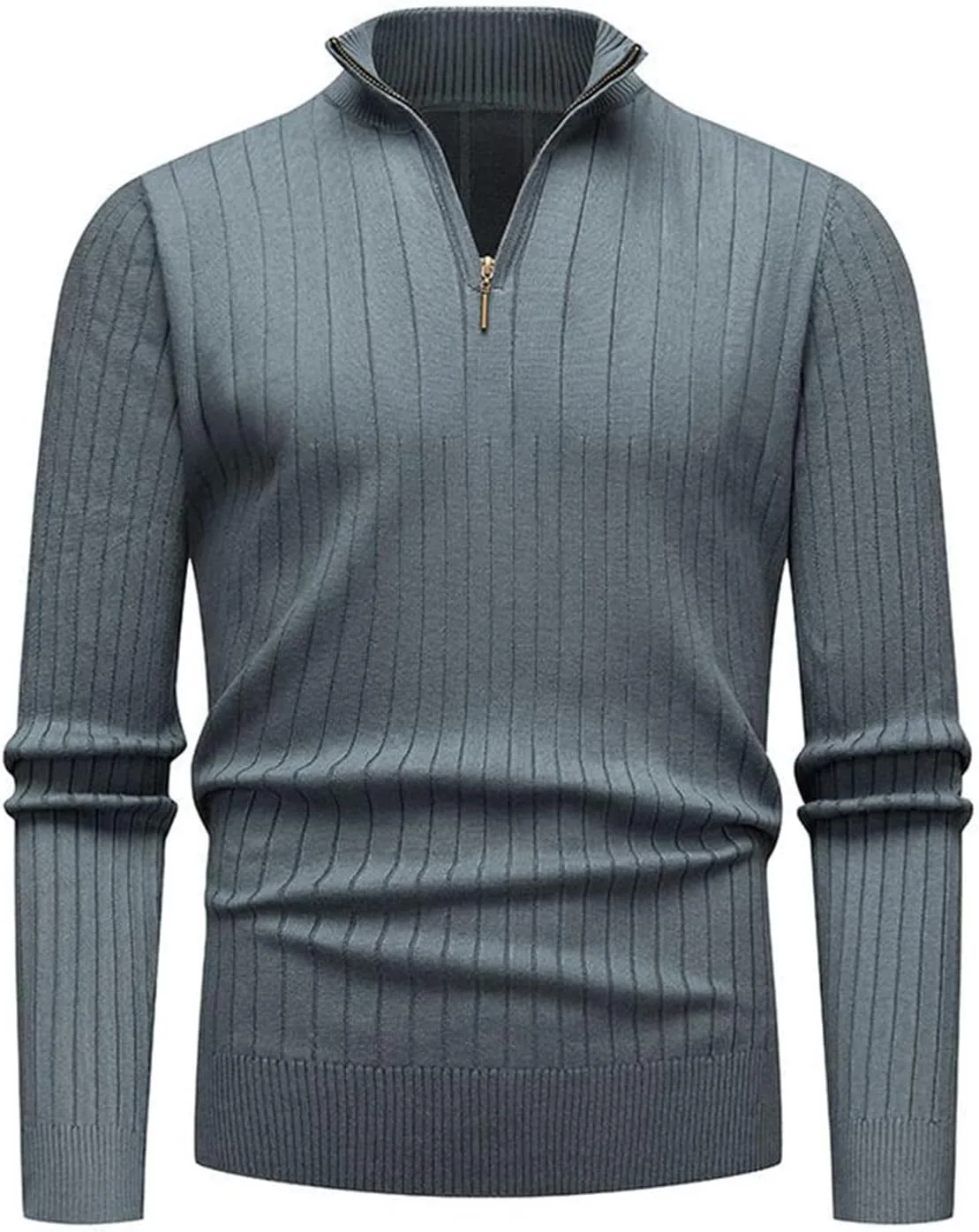 

Мужской свитер с четвертью молнии | Mock Neck Ribbed | Slim Fit