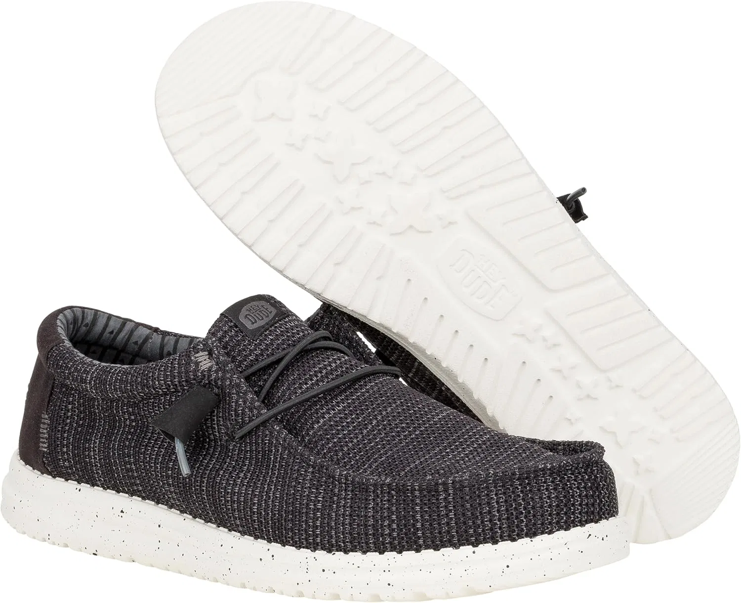 Лоферы HEYDUDE Wally Stretch Sox Slip-On, черно-белые — фото 4